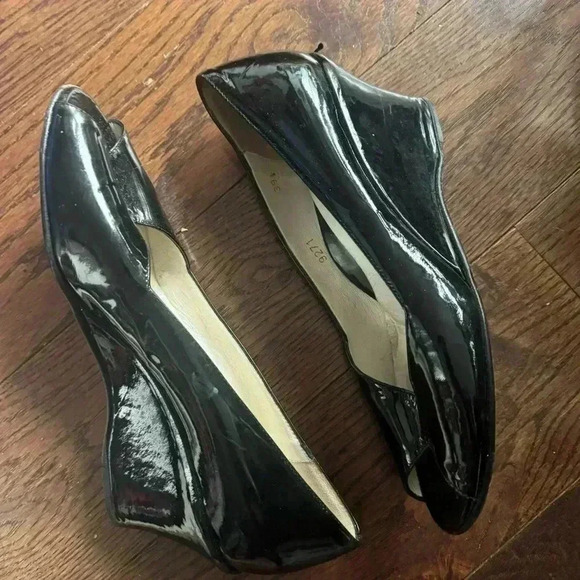 Taryn Rose Daelyn Patent Leather Open Toe Wedge Shoes in Black 39.5 (US 9.5) - Picture 4 of 4